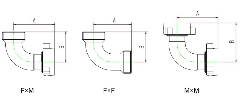 Long-Radius 90° Elbow Dimension Diagram