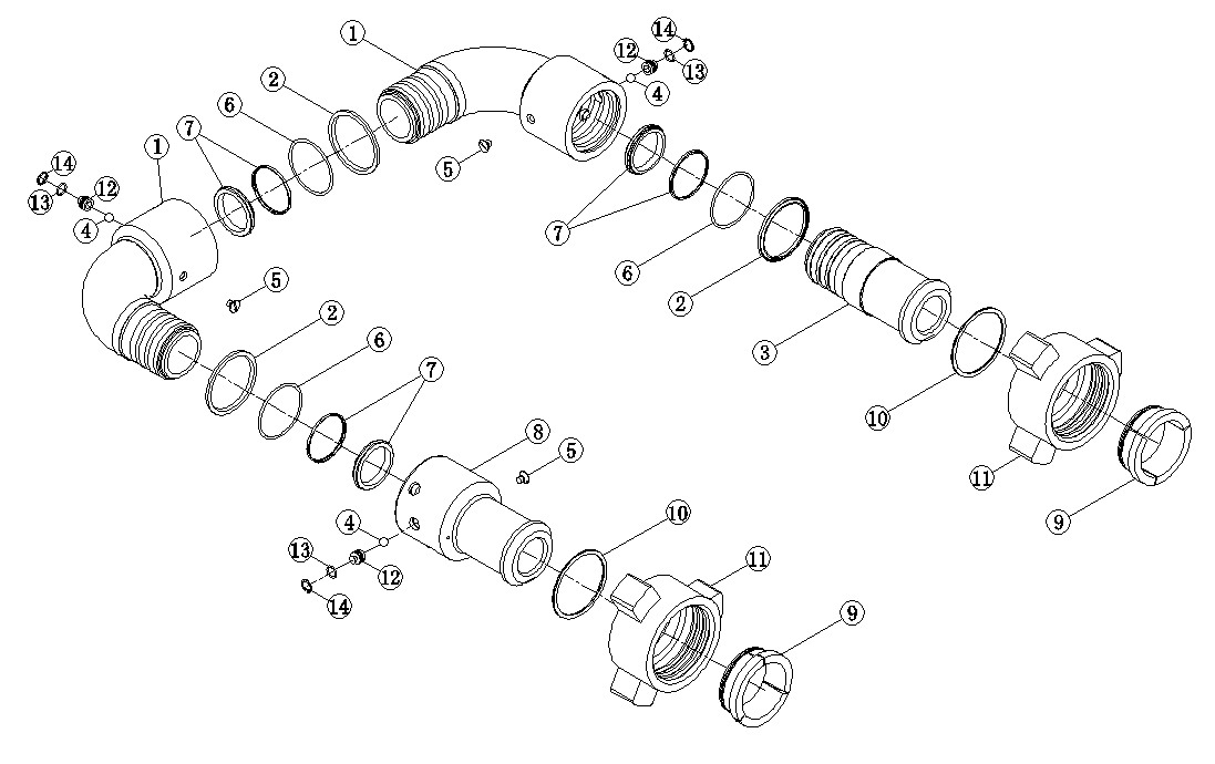 Style 10 (M×M) Swivel Joint Exploded View