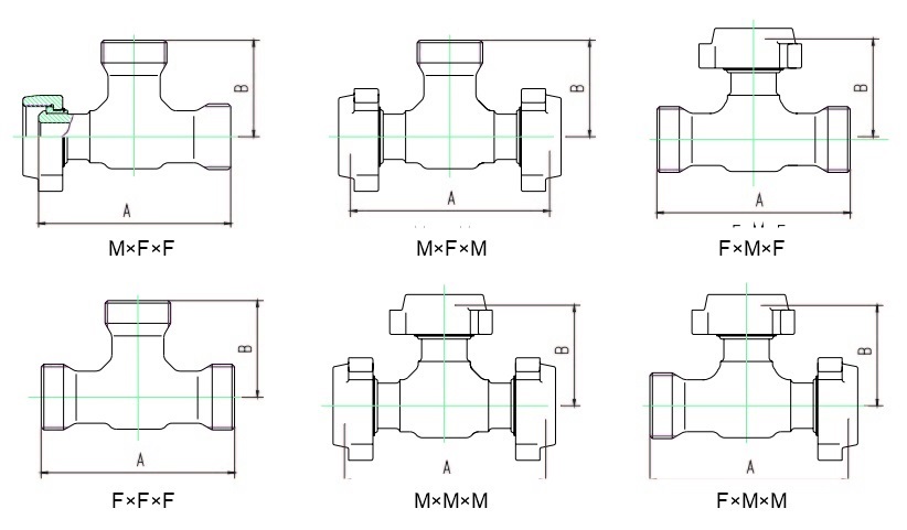 Integral Tee Dimension Diagram